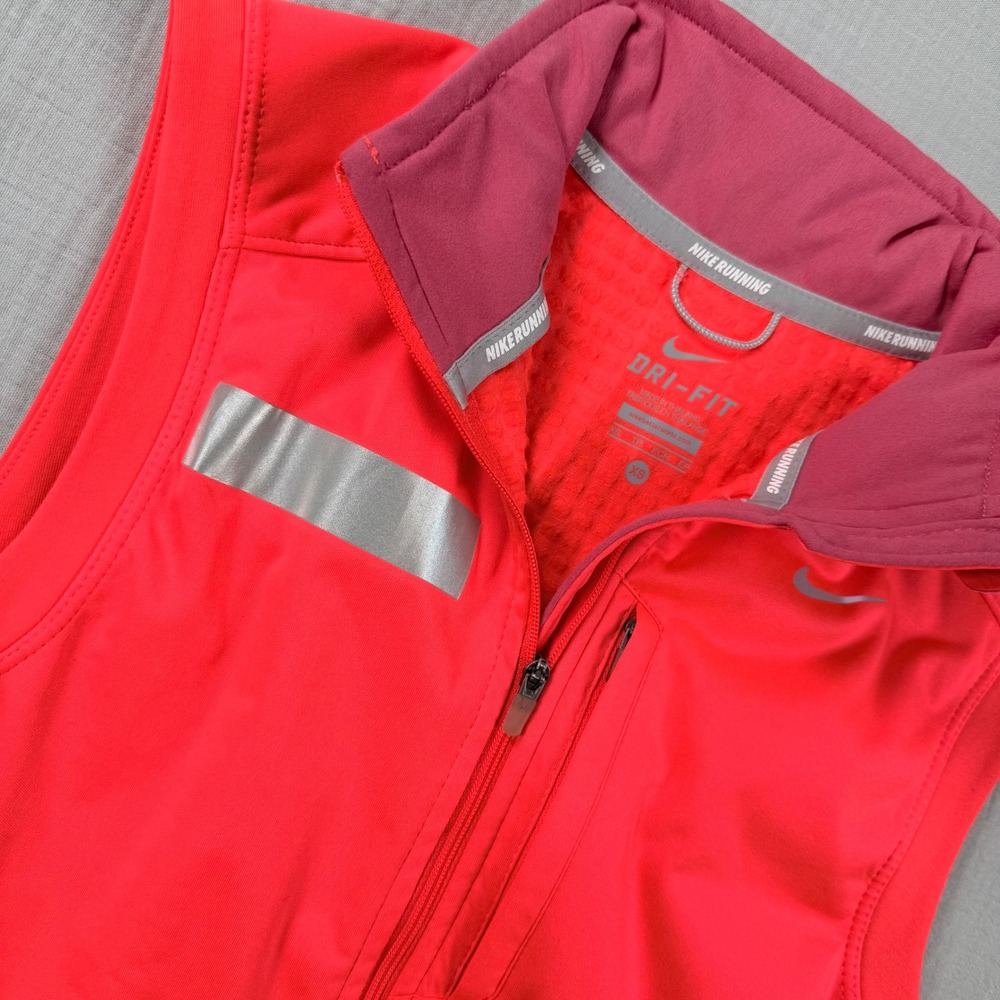 Nike Running Dri-FIT Shield Vest Womens XS Coral Orange Running Reflective